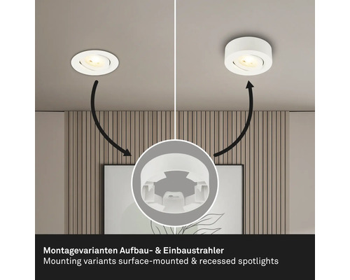 Montagevarianten für Aufbau- und Einbaustrahler