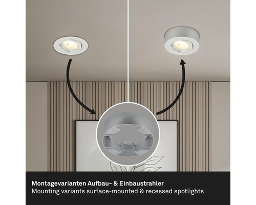 Montagevarianten Aufbau- und Einbaustrahler