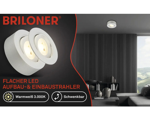Éclairage à encastrer/à monter en saillie 1 x LED 4,9 W chrome mat Spot LED plat apparent et encastrable de Briloner dans le salon