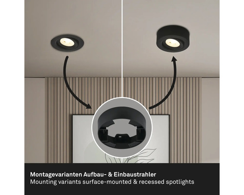 Montagevarianten für Aufbau- und Einbaustrahler