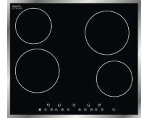 Plaque vitrocéramique avec quatre zones de cuisson