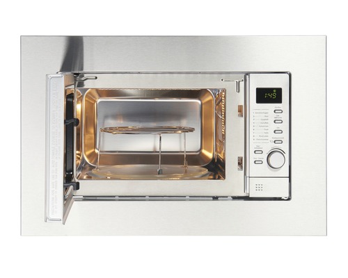 Micro-ondes encastrable en métal ouvert avec plateau tournant et grille