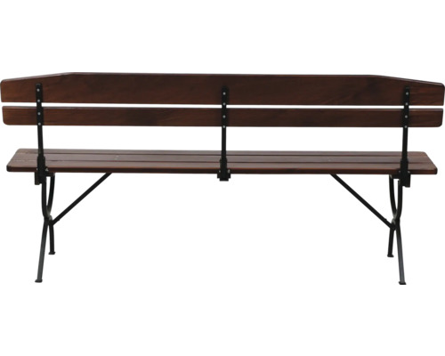 Bierbank mit Rückenlehne aus Holz und Metallgestell