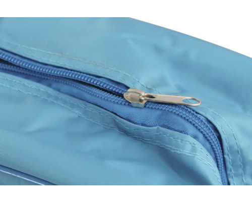 Detailansicht eines blauen Reißverschlusses