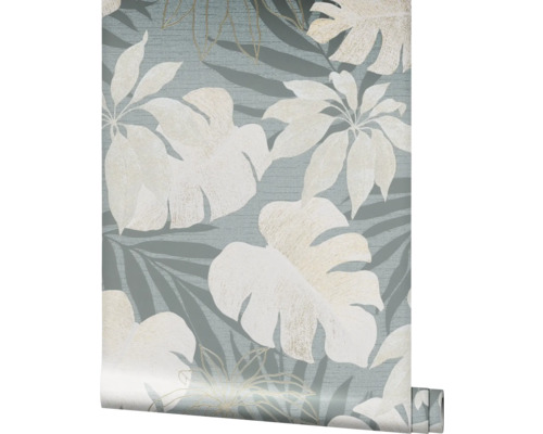 Papier peint intissé 31601 Avalon Floral gris Rouleau de papier peint avec motif de plantes tropicales