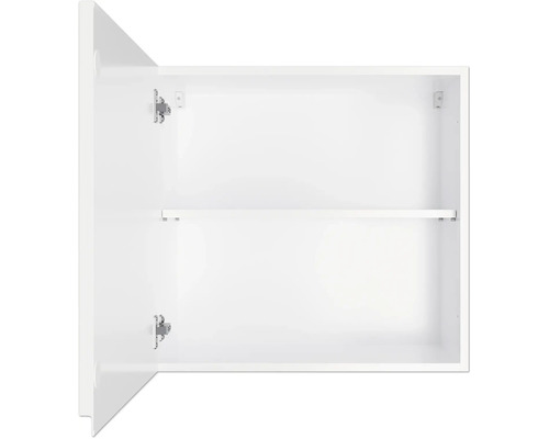 Armoire de salle de bain ouverte avec une étagère