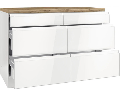 Commode avec six tiroirs et plateau en bois