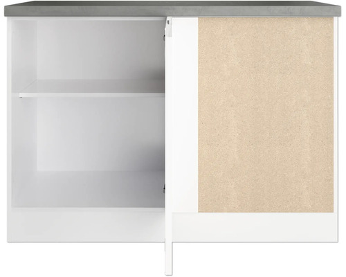 Meuble bas avec un côté ouvert et une porte coulissante