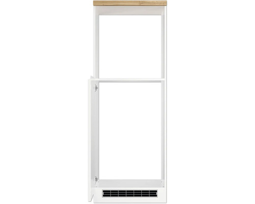 Armoire haute de salle de bain blanche avec porte et tablette en bois