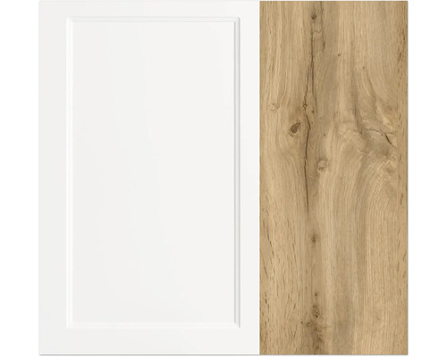 Façade de cuisine en blanc et aspect bois