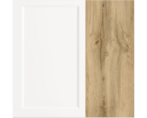 Façade de cuisine en blanc et aspect bois