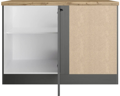 Küchenunterschrank mit offener Tür und Regalböden