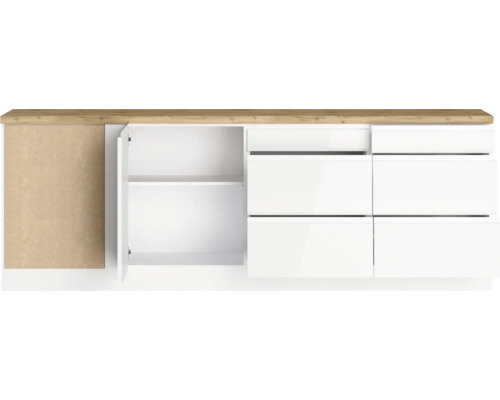 Commode avec portes, tiroirs et plateau en bois