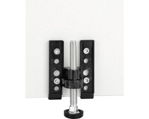 Pied réglable avec éléments de fixation pour meubles