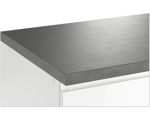 Plan de travail gris sur un meuble bas blanc