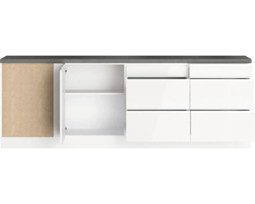 Meuble sous-lavabo avec tiroirs et porte avec étagères