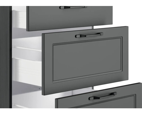 Armoire coulissante avec façades de tiroirs grises