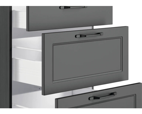 Armoire coulissante avec tiroirs ouverts.