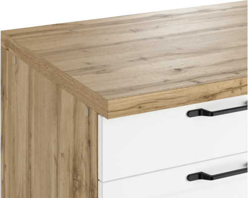 Gros plan d''une armoire avec tiroirs et surface en bois