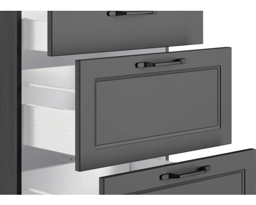 Meuble de cuisine avec tiroirs ouverts pour le rangement