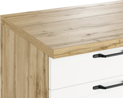 Vue détaillée d''une commode avec tiroirs et surface en bois
