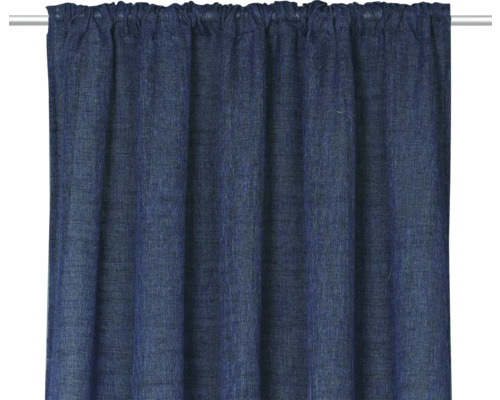 Blauer Gardinenschal aus Stoff mit Kräuselband