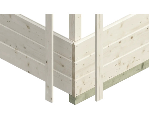 Vue détaillée d''un mur de cabane de jardin en bois