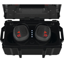 Kabellose Kopfhörer in schwarzer Ladebox