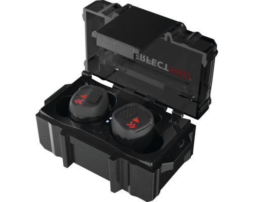 Schwarze Bluetooth Kopfhörer im Ladecase