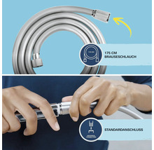 Abbildung eines 175 cm Brauseschlauchs mit Standardanschluss