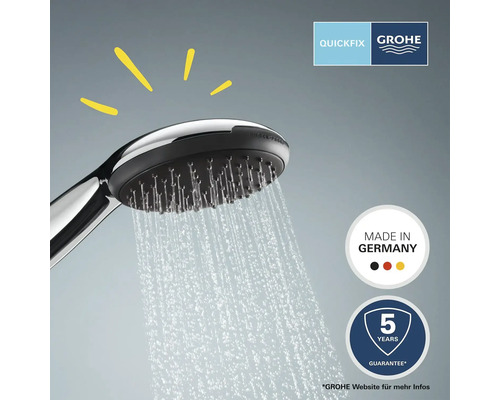 Grohe Quickfix Handbrause mit Wasserstrahl, Made in Germany Siegel und fünf Jahre Garantie