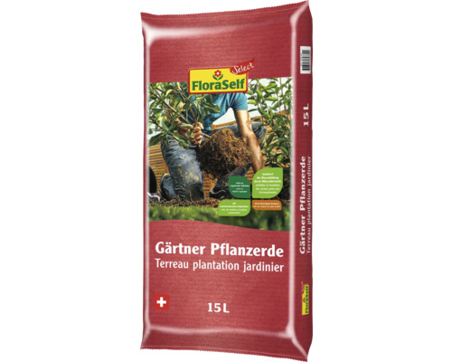 FloraSelf Select® Gärtner Pflanzerde 15 l Gärtner Pflanzerde im 15 Liter Sack für die Gartenarbeit