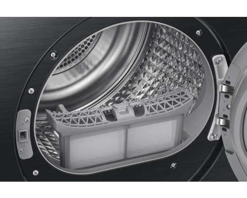 Vue intérieure d''un sèche-linge avec filtre à peluches