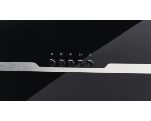 Panneau de commande de la hotte aspirante avec symbole lumineux, symboles de ventilation et bouton marche/arrêt