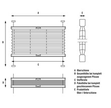 Diagramm mit Maßangaben für ein Plissee