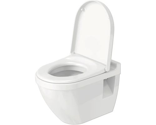 WC suspendu à fond creux avec bride ouverte et siège de WC