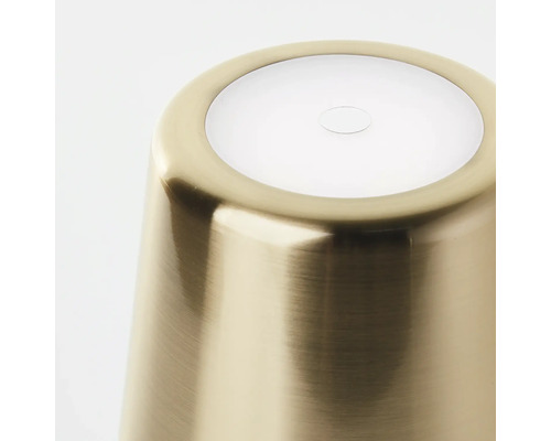 Detailansicht eines goldfarbenen Pflanztopfs