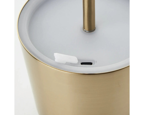 Detailansicht einer Tischleuchte mit USB-Anschluss