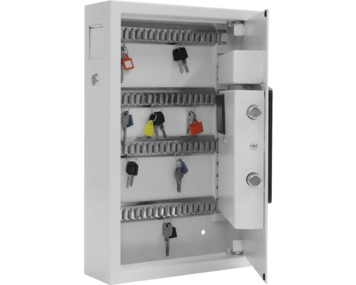 Armoire à clés en acier ouverte avec rangées de clés
