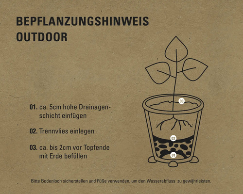 Pflanzanleitung für den Aussenbereich mit Drainageschicht, Trennvlies und Erde