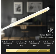 Stufenweise Dimmfunktion einer Lampe dargestellt.