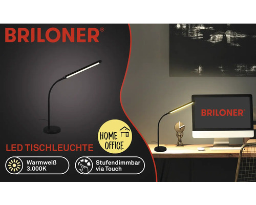 Briloner LED-Tischleuchte mit warmweissem Licht und Touch-Dimmerfunktion im Homeoffice