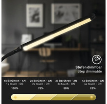Stufenlos dimmbare Schreibtischlampe mit Touchfunktion zur Helligkeitsanpassung