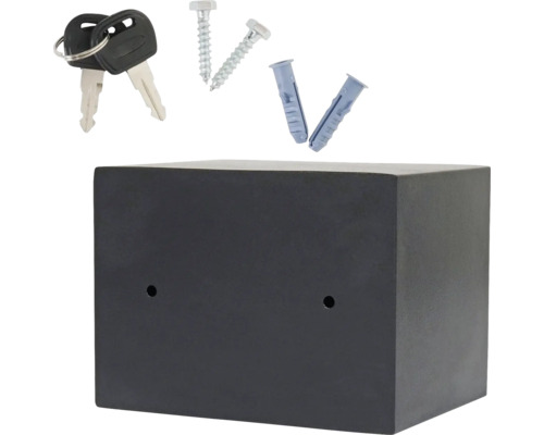 Coffre-fort noir pour meubles avec clés, vis et chevilles