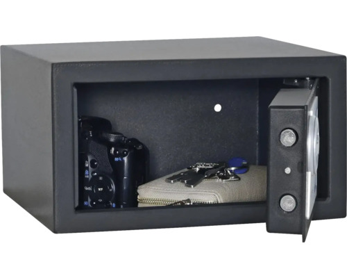 Coffre-fort ouvert pour meubles avec appareil photo, clés et porte-monnaie