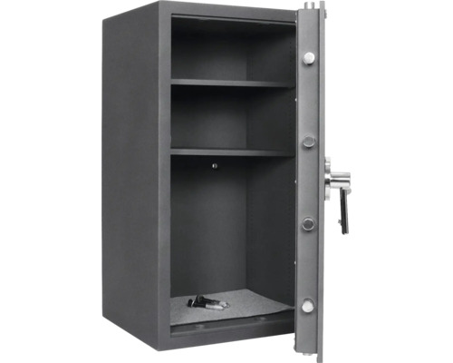 Coffre-fort ouvert avec étagères et clés