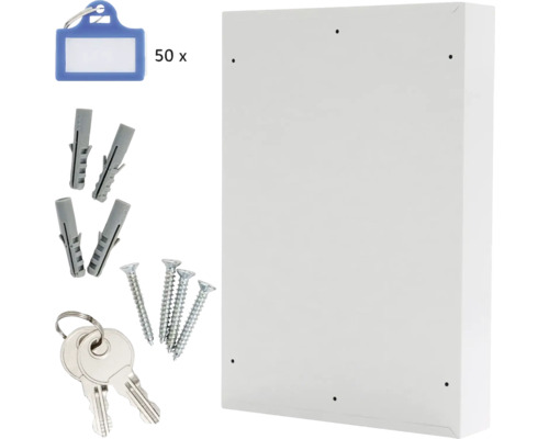 Boîte à clés avec porte-clés, chevilles et vis