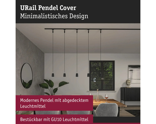 Suspension Paulmann URail Cover GU10 noir