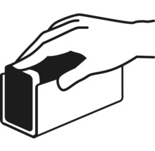 Symbol für Hand, die einen Schleifklotz benutzt