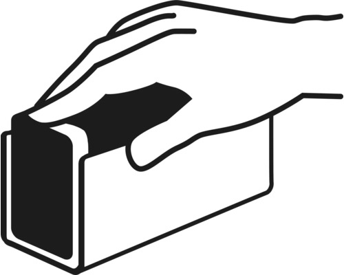 Symbole pour main utilisant une cale à poncer